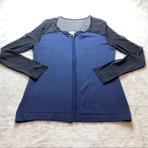 Cache Mesh Front Black and Blue Front Zip Top Size Large